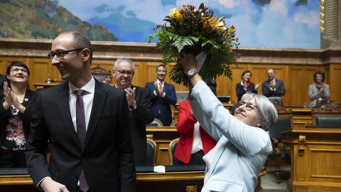 Elisabeth Baume-Schneider nach ihrer Wahl zur Bundesrätin