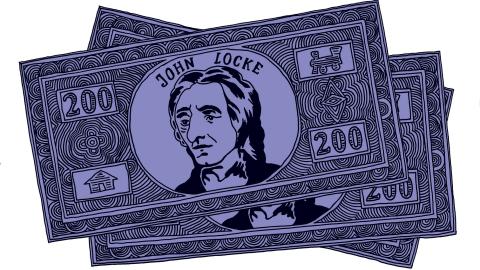 Illustration: Banknote mit dem Abbild von John Locke