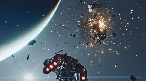 Bildschirmfoto des Game «Starfield»: Explosion im Weltall