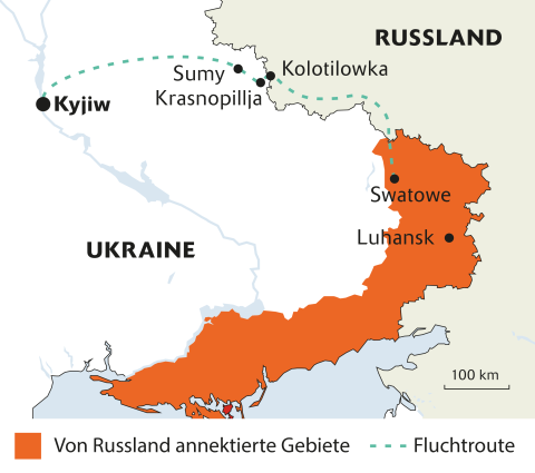 Karte zur Situation in der Ostukraine
