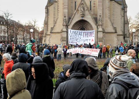  Demonstration vor der Matthäuskirche am 4. März 2016