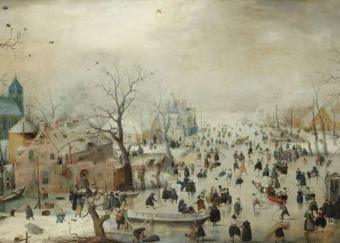 Gemälde «Winterlandschaft mit Schlittschuhläufern» von Hendrick Avercamp