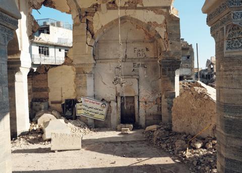 Blick auf den Raum der zerstörten Al-Nuri-Moschee in Mosul