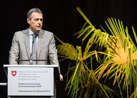 Bundesrat Ignazio Cassis an der Jahreskonferenz der Schweizer Entwicklungszusammenarbeit im Juni 2018