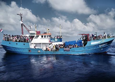 Das Seenotrettungsschiff Iuventa Anfang September 2016