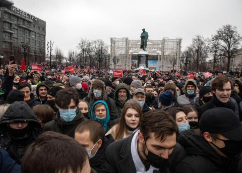 Demonstration zur Unterstützung von Alexei Nawalny am Samstag in Moskau