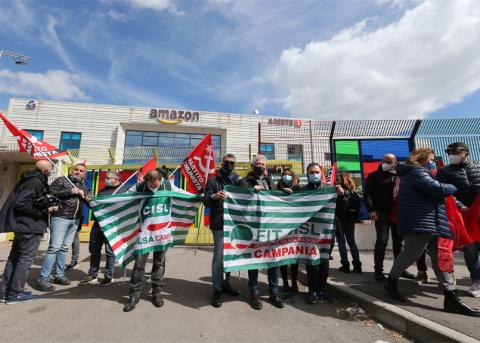 Streikaktion bei Amazon im italienischen Arzano