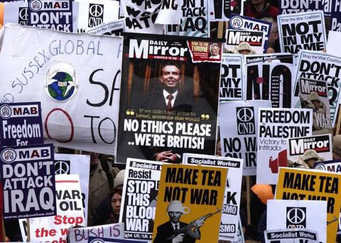 in London demonstrierten im Februar 2003 rund zwei Millionen Menschen gegen den Irakkrieg