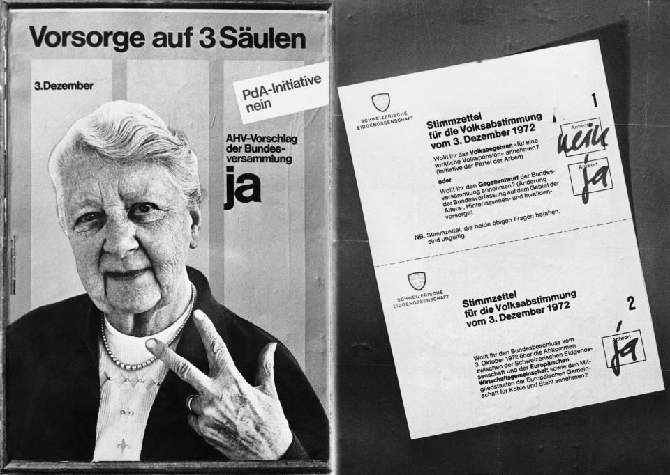 Abstimmungsbüchlein und Stimmzettel zur Volksabstimmung von 3. Dezember 1972