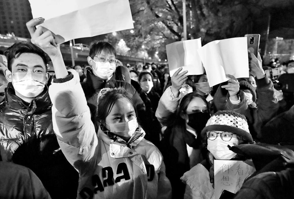 Peking, 27. November 2022: Protest gegen die Null-Covid-Politik
