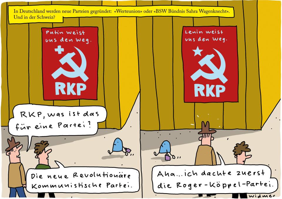 Cartoon von Ruedi Widmer zur Gründung der Revolutionären Kommunistischen Partei